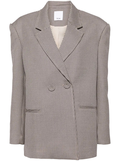 Houndstooth Double-Breasted Blazer