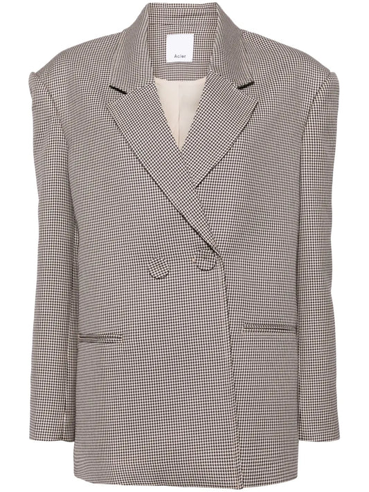 Houndstooth Double-Breasted Blazer