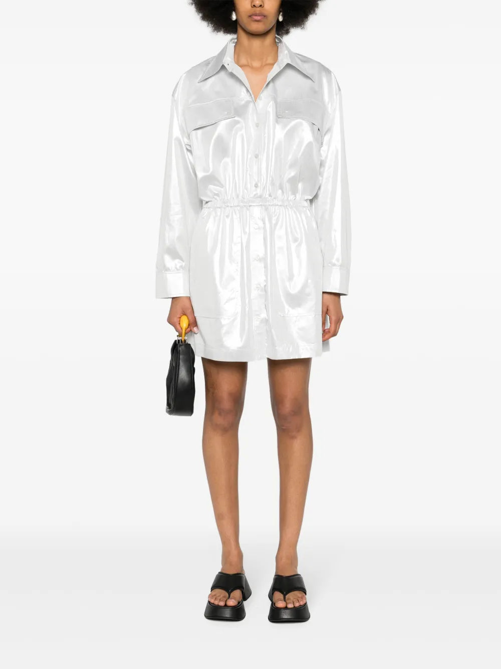 Metallic-Finish Shirt Dress