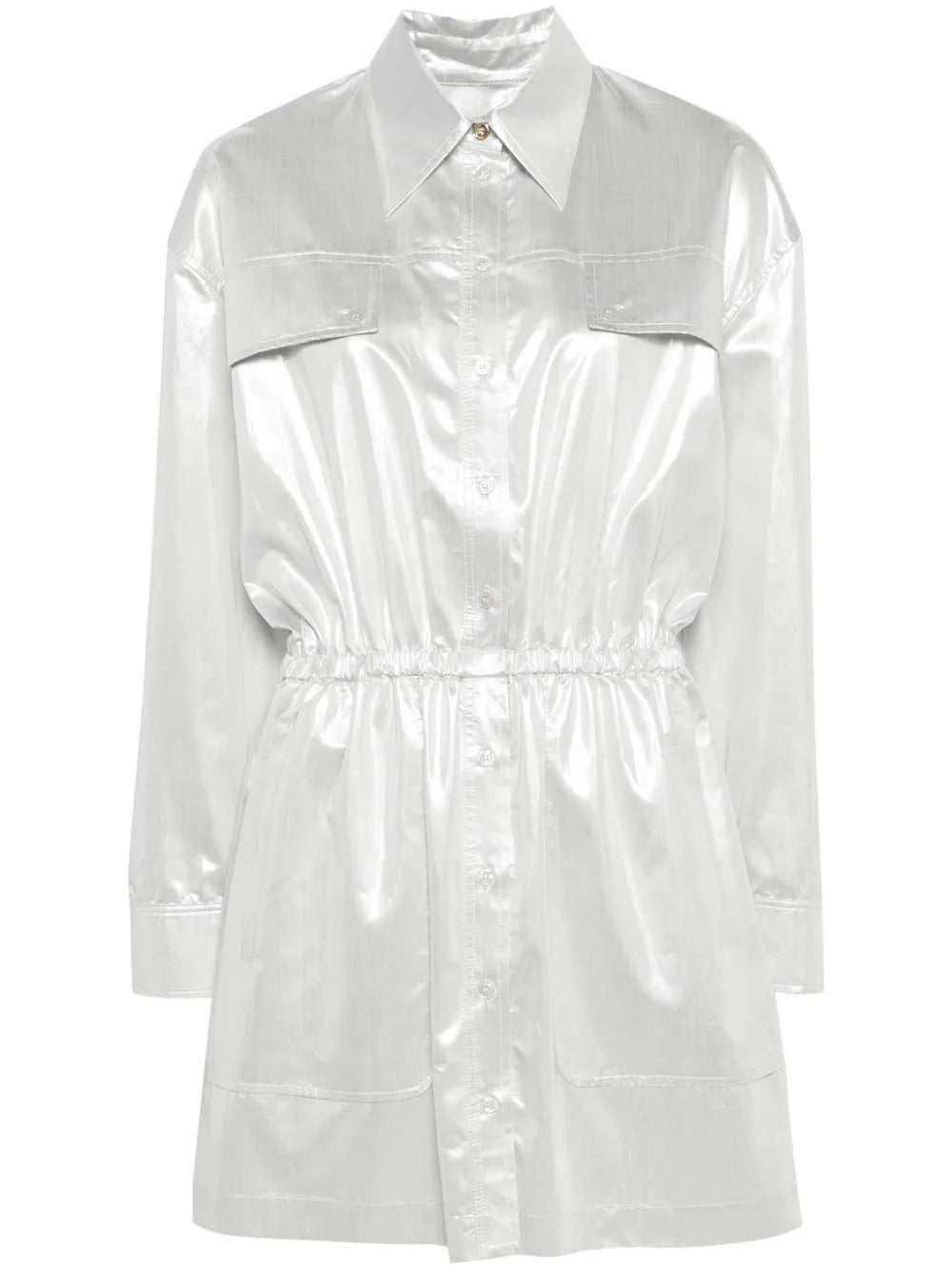 Metallic-Finish Shirt Dress