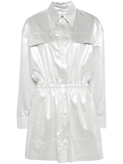 Metallic-Finish Shirt Dress