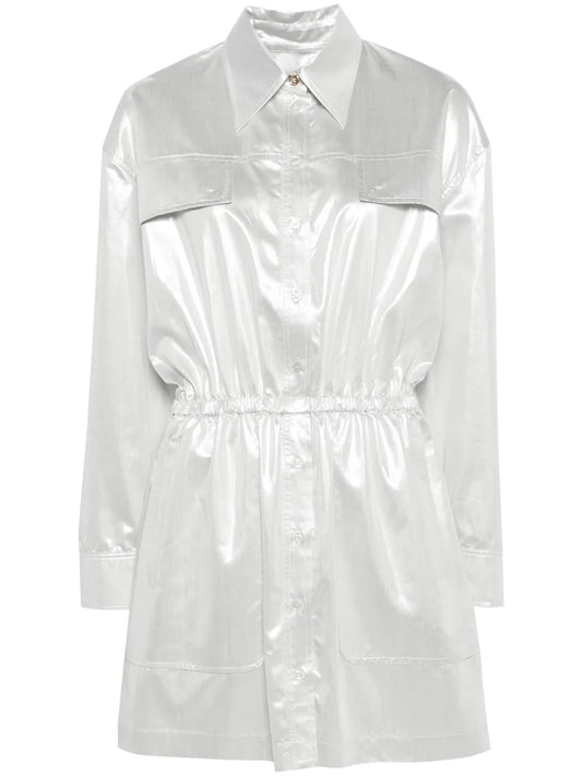 Metallic-Finish Shirt Dress