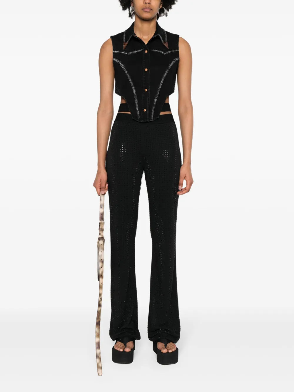 Rhinestone-Embellished Trousers