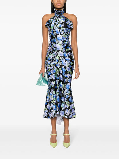 Floral-Print Halterneck Maxi Dress
