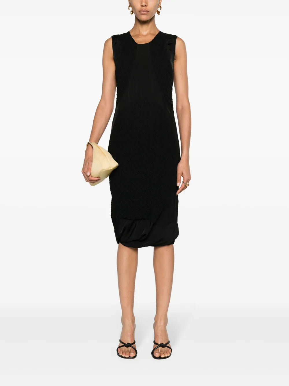 Knitted-Panels Puffball Dress