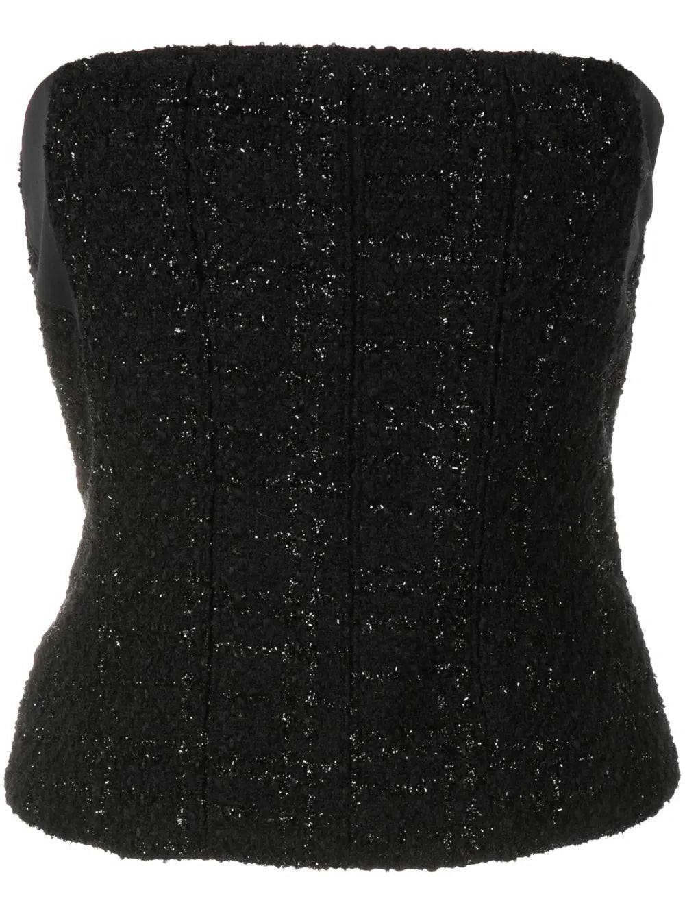 Metallic Check-Pattern Strapless Top