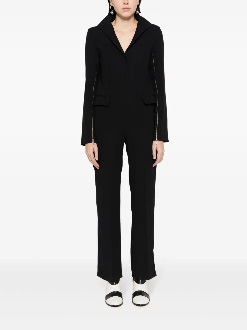 Shawl-Collar Crepe Jumpsuit