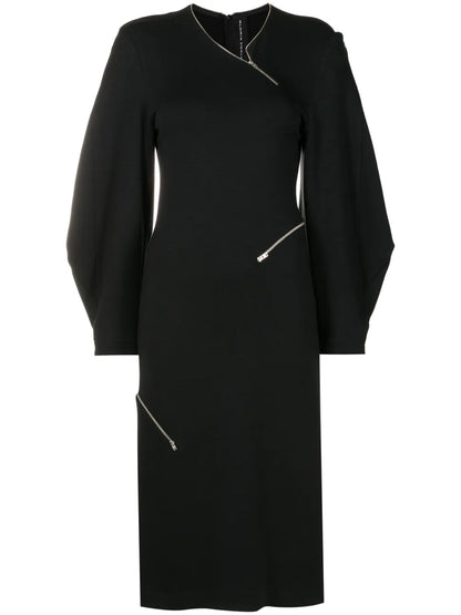 Zip-Detailed Midi Dress