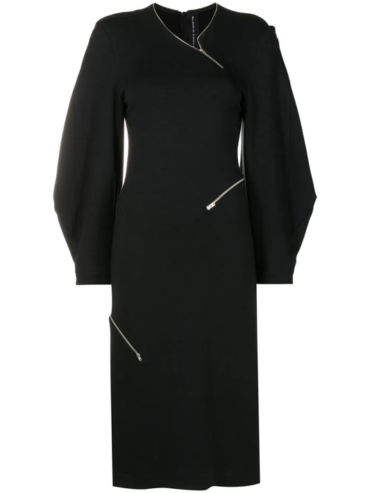 Zip-Detailed Midi Dress