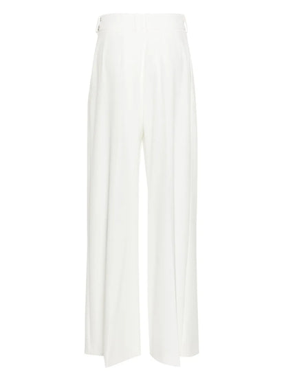 Mid-Rise Palazzo Crepe Trousers