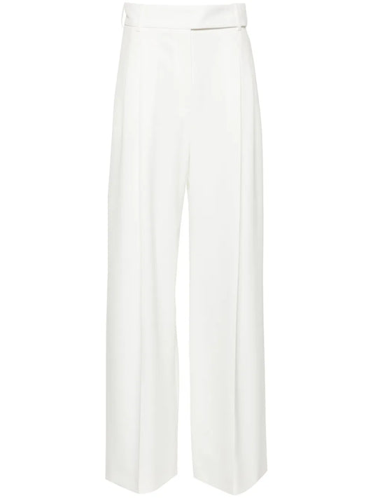 Mid-Rise Palazzo Crepe Trousers
