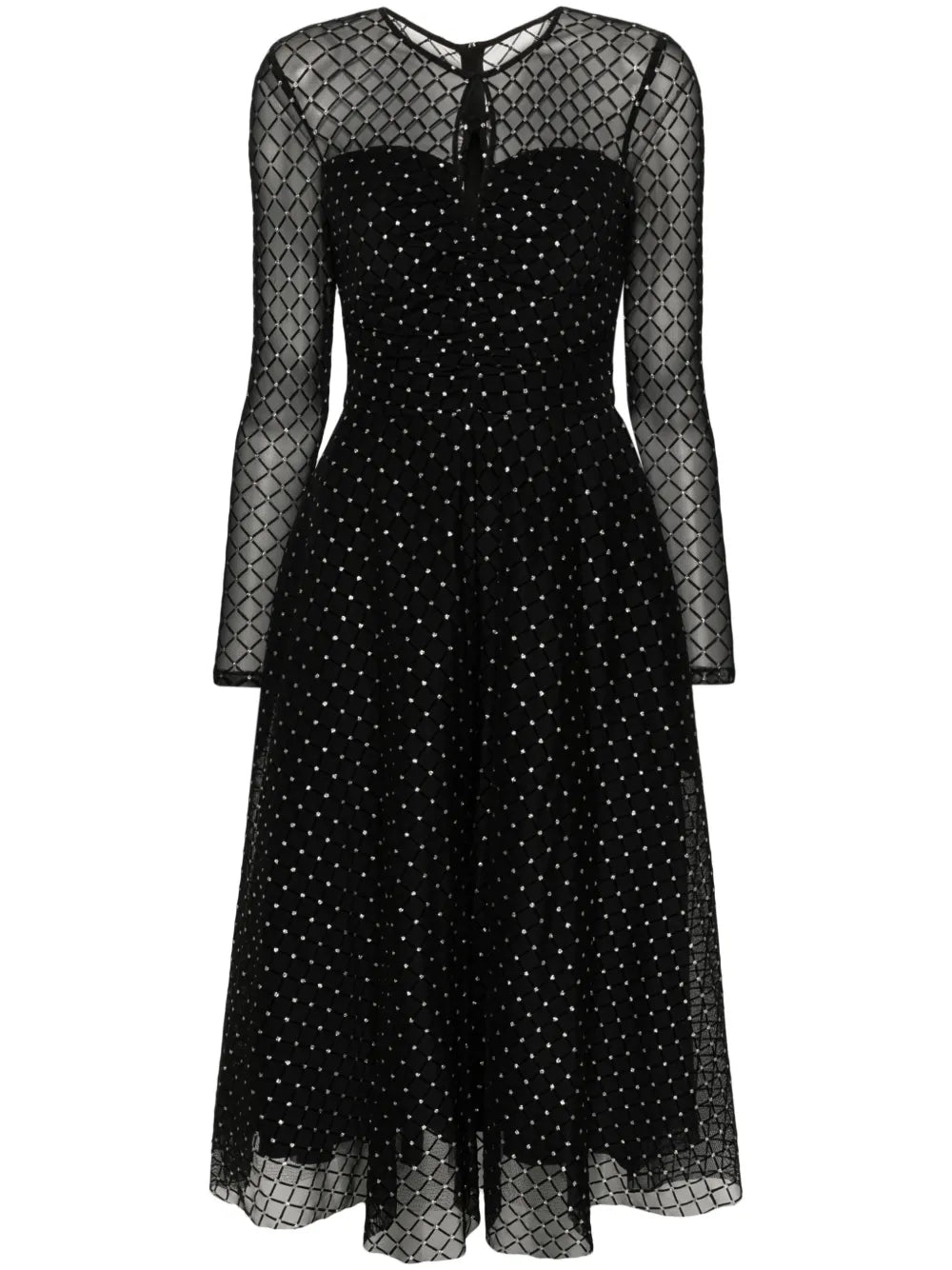 Glitter-Dots Flared Midi Dress