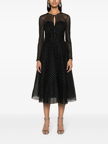 Glitter-Dots Flared Midi Dress