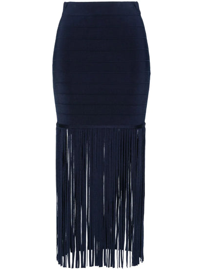High-Waist Fringed Maxi Skirt
