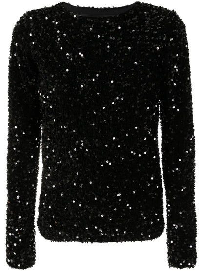 Sequin-Embellished Long-Sleeve Top