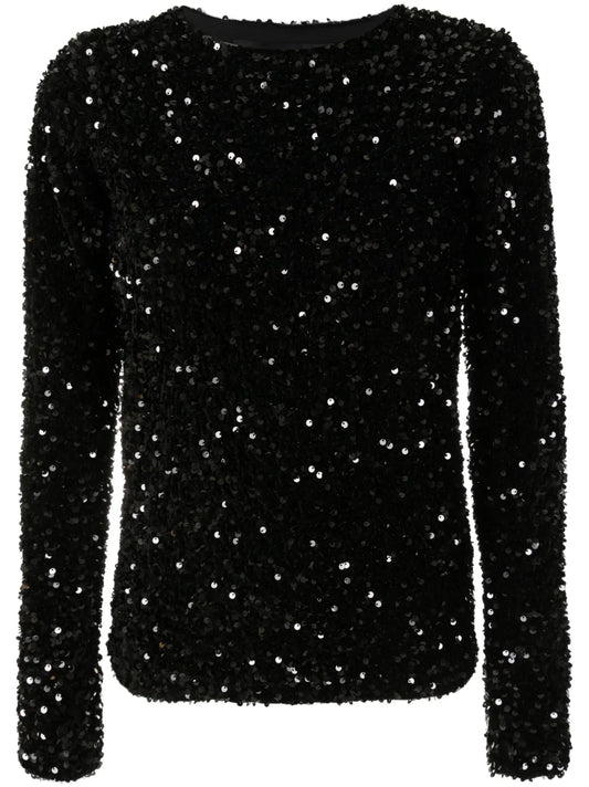 Sequin-Embellished Long-Sleeve Top