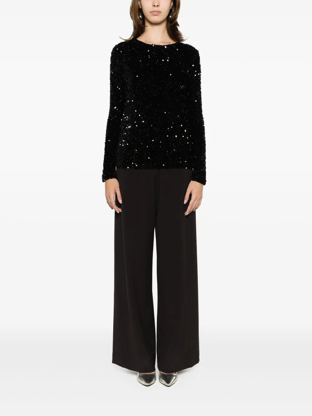 Sequin-Embellished Long-Sleeve Top