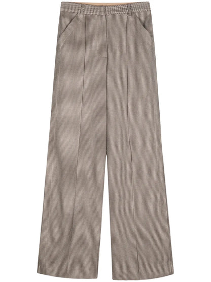 Wid-Leg Checked Trousers