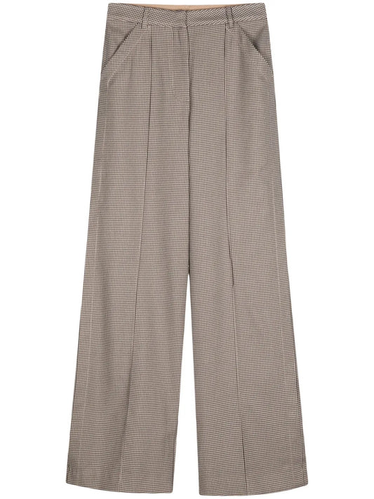 Wid-Leg Checked Trousers