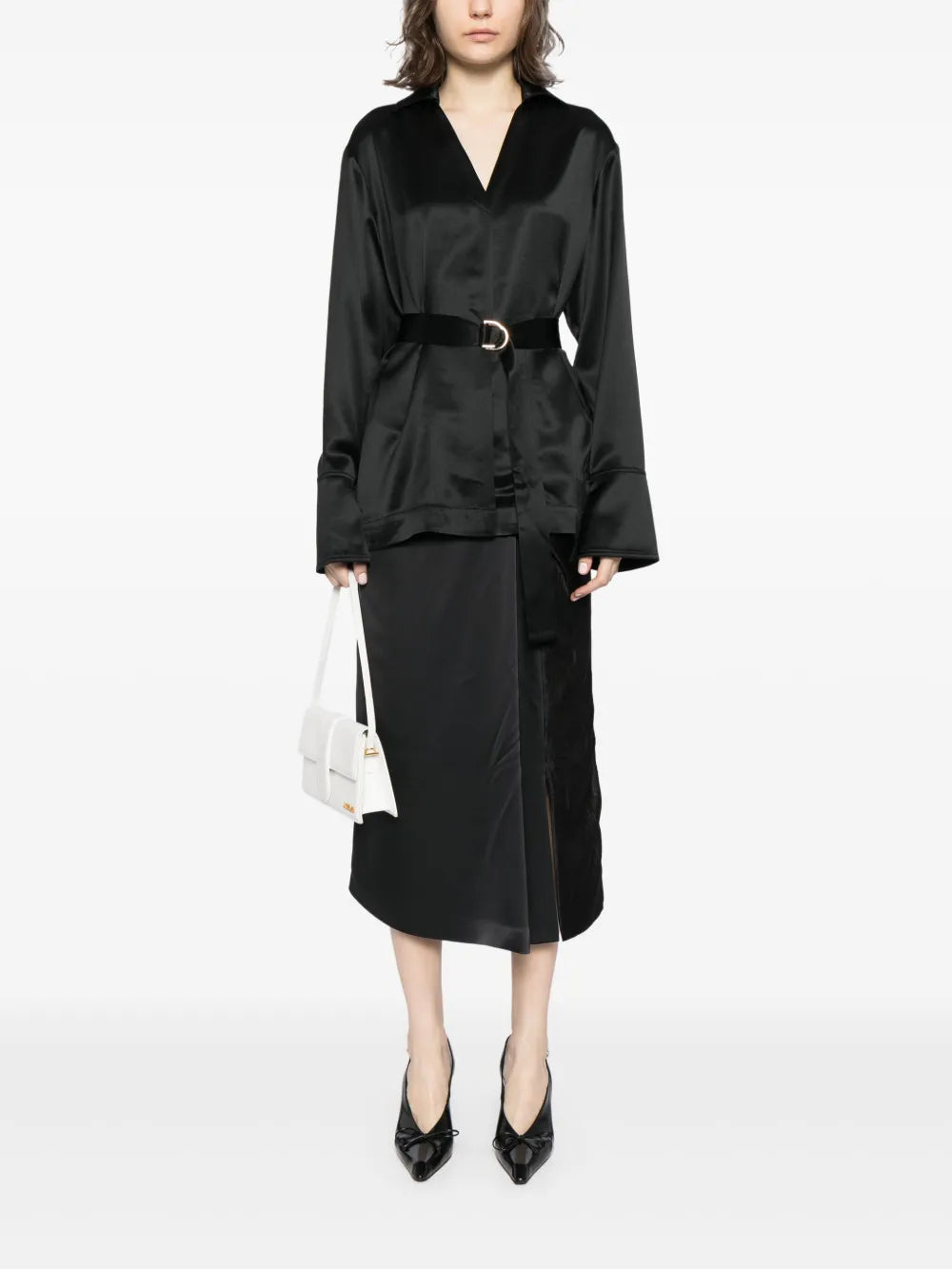 V-Neck Satin.Finish Shirt