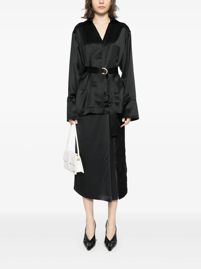 V-Neck Satin.Finish Shirt