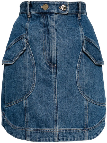 High-Waisted Denim Miniskirt