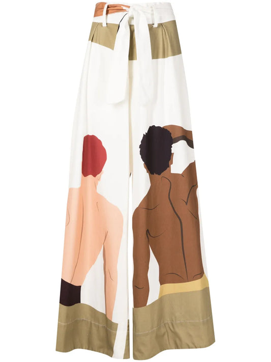 Graphic-Print Cotton Palazzo Pants