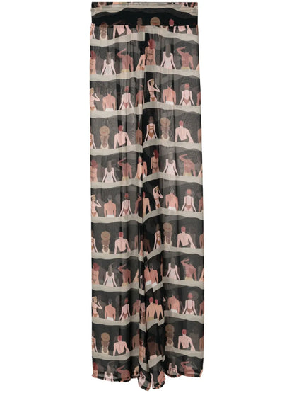Graphic-Print Silk Trousers