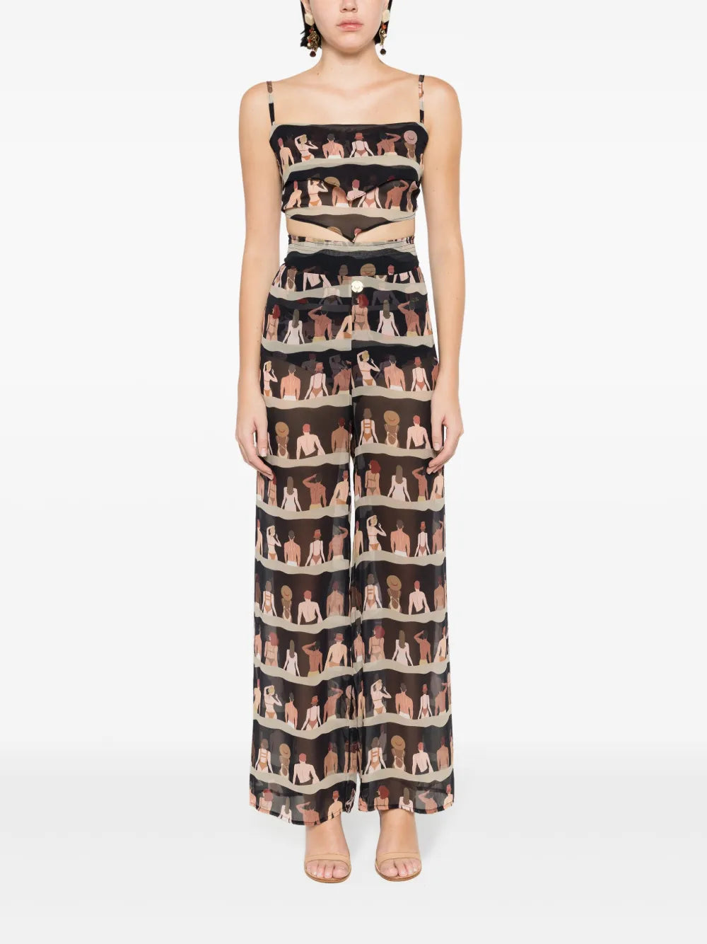 Graphic-Print Silk Trousers