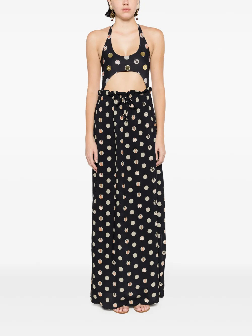 Polka Dot-Print Maxi Skirt