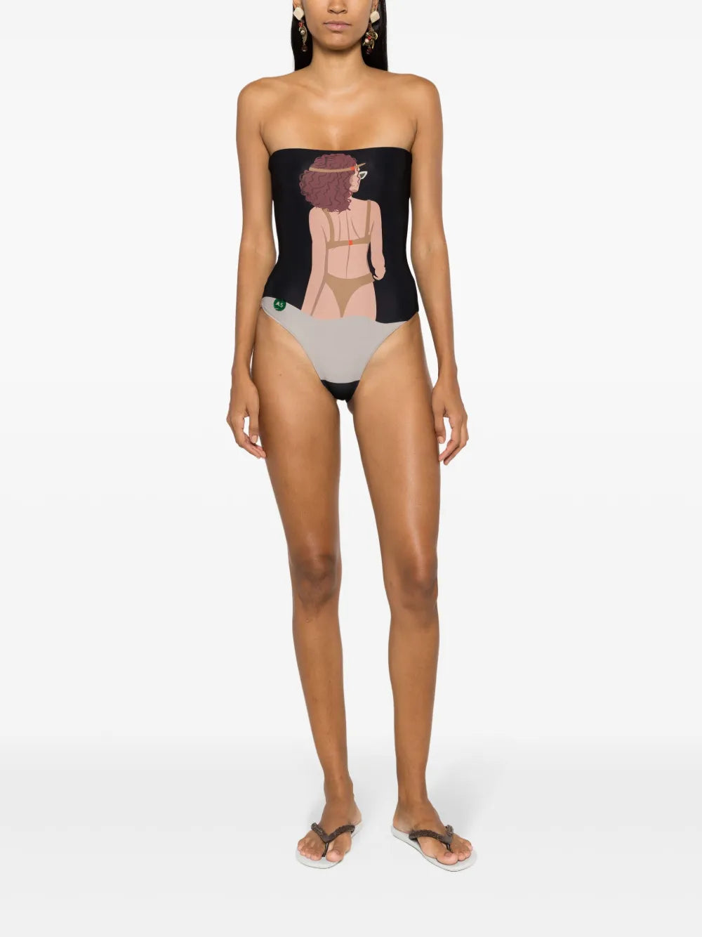Graphic-Print Strapless Swimsuit