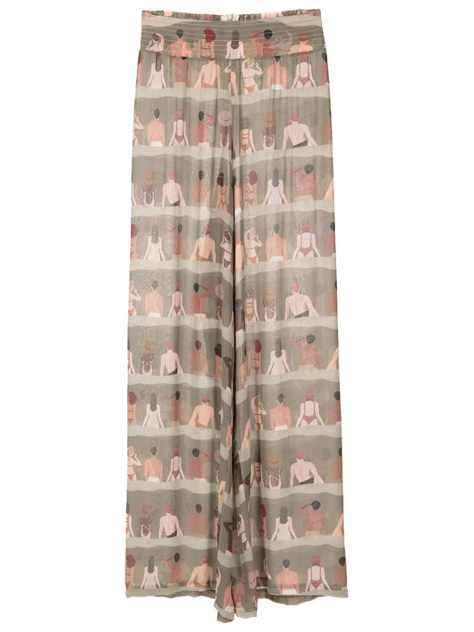 Graphic-Print Silk Trousers