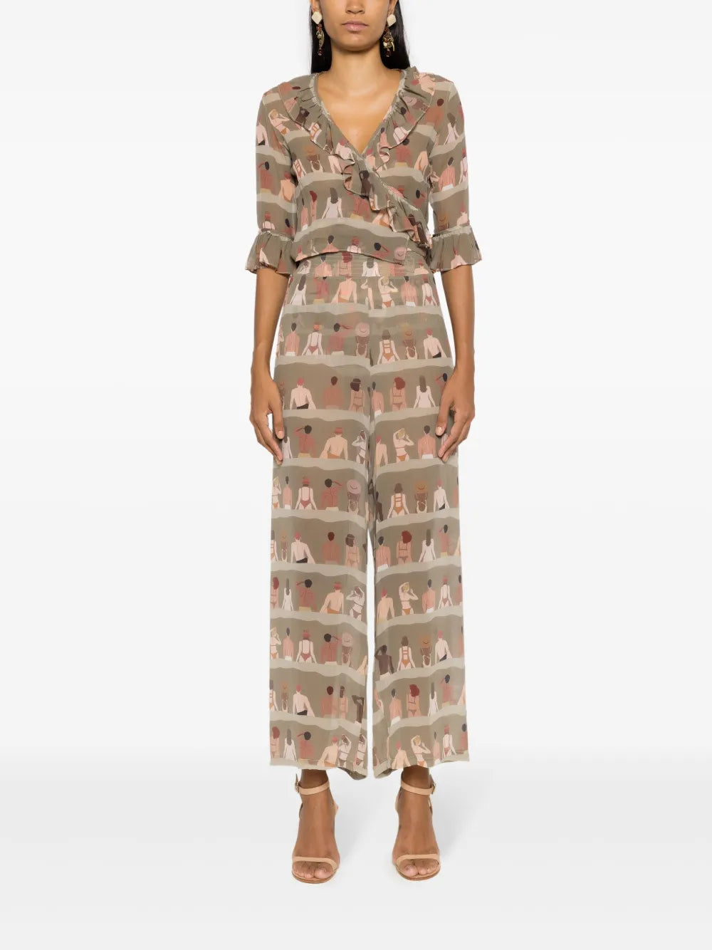 Graphic-Print Silk Trousers