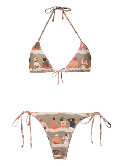 Graphic-Print Triangle Bikini