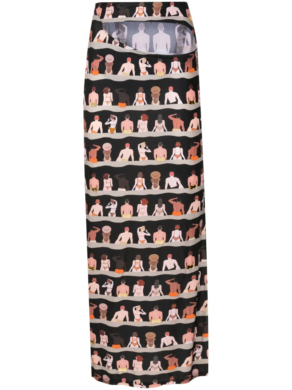 Graphic-Print Cut-Out Maxi Skirt