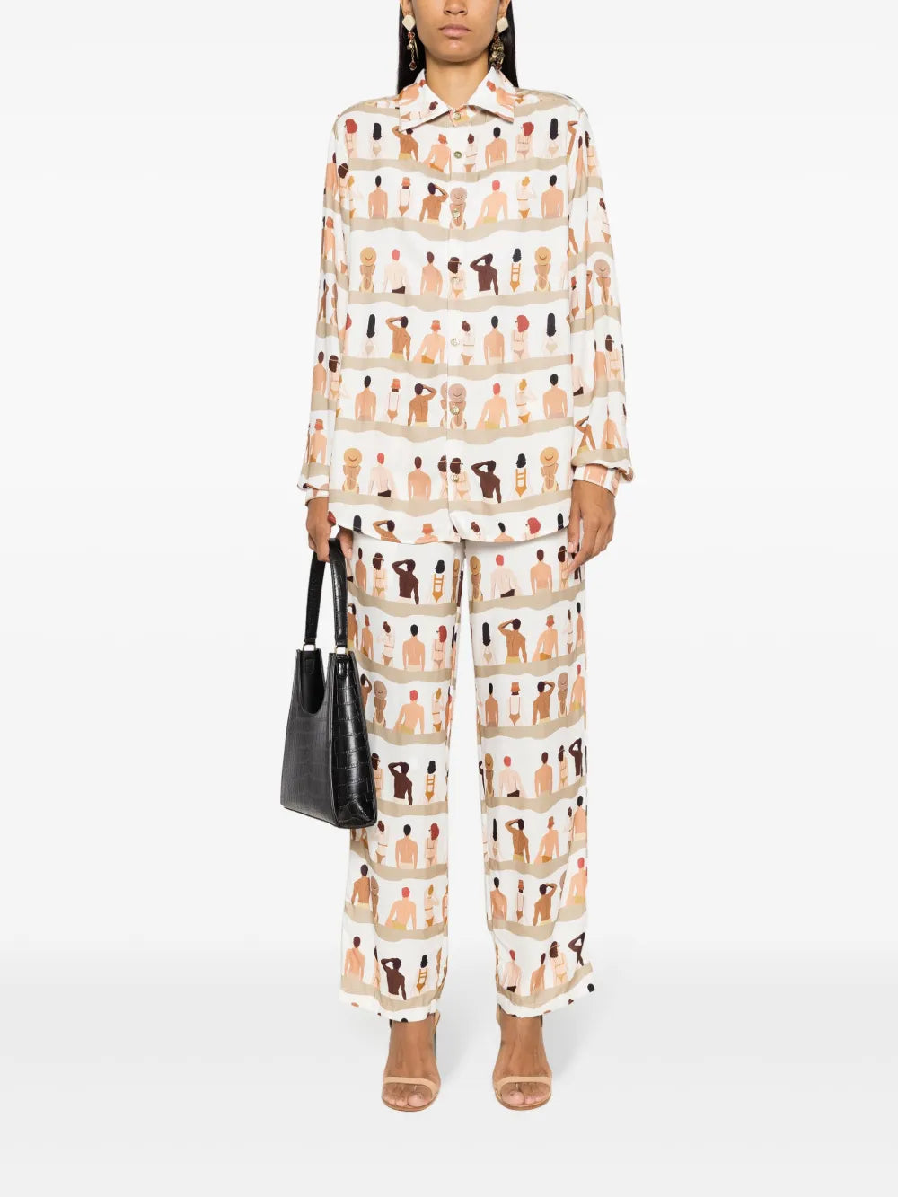 Swimmer-Print Straight-Leg Trousers