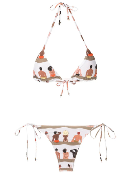 Graphic-Print Halterneck Two-Piece Bikini
