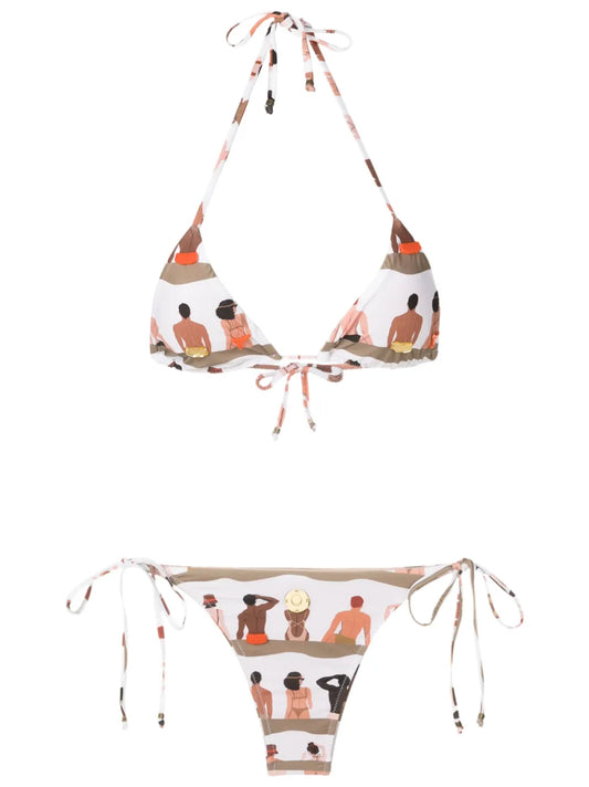Graphic-Print Halterneck Two-Piece Bikini