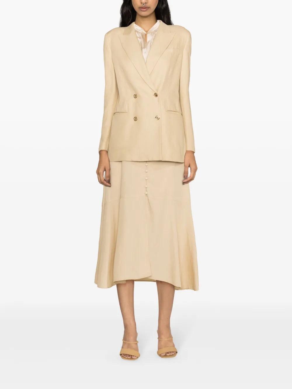 Double-Breasted Twill Blazer
