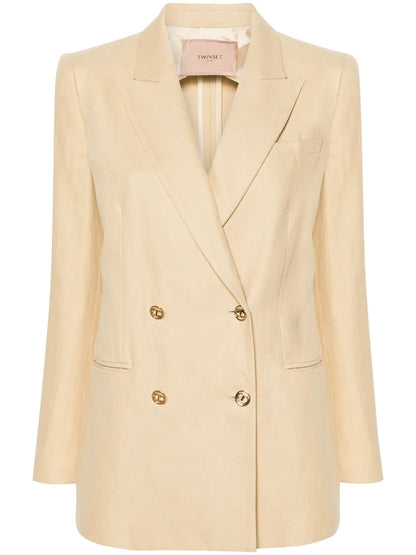 Double-Breasted Twill Blazer