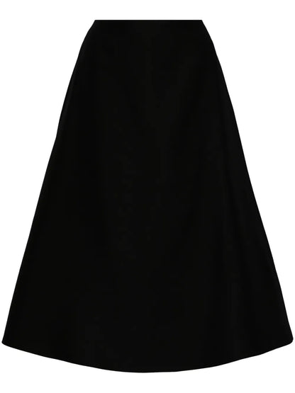 Wool-Blend A-Line Midi Skirt
