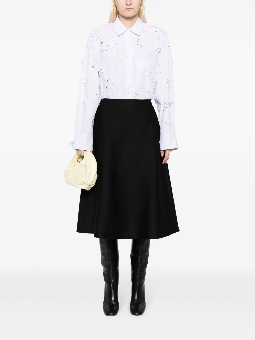 Wool-Blend A-Line Midi Skirt