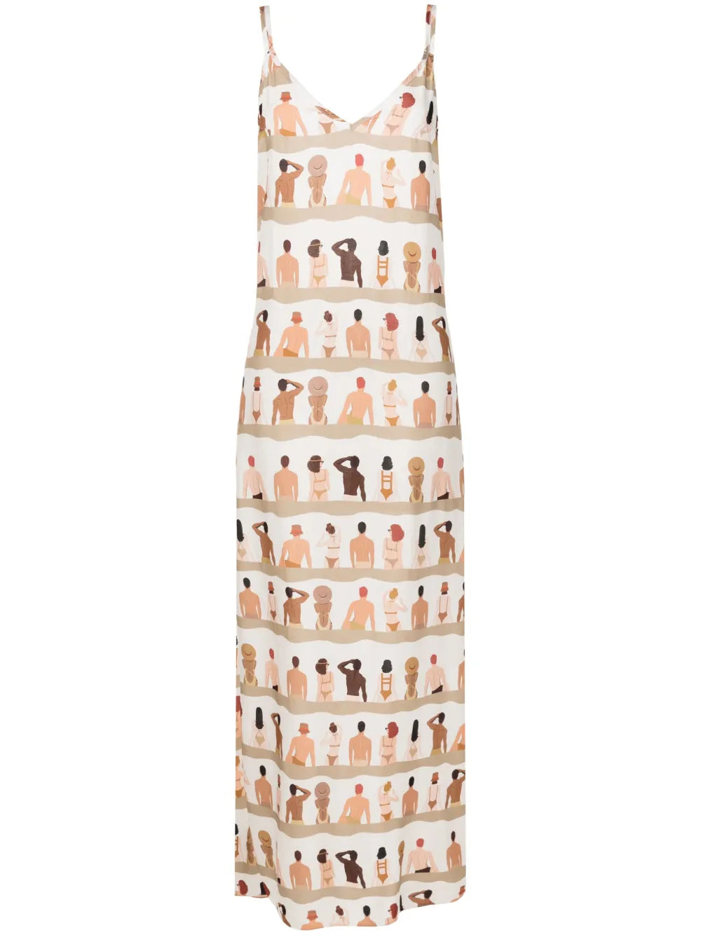 Graphic-Print V-Neck Maxi Dress