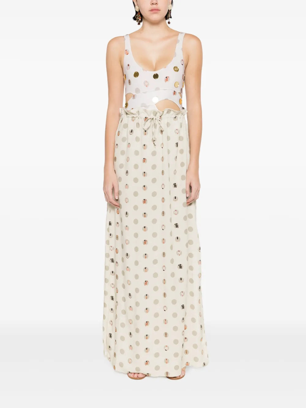 Polka Dot-Print Maxi Skirt