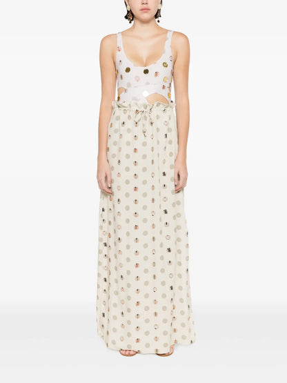 Polka Dot-Print Maxi Skirt
