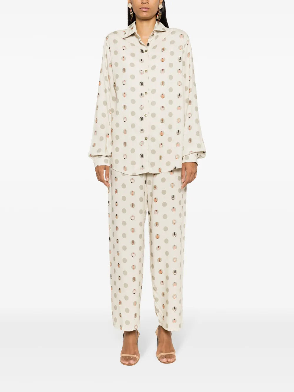 Graphic-Print Straight-Leg Trousers