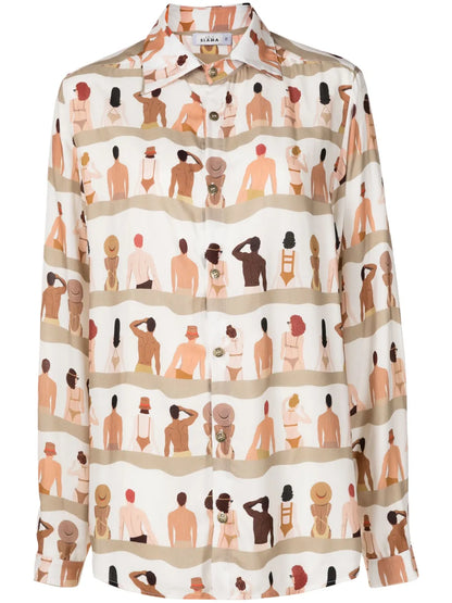 Swimmer-Print Oversize Shirt