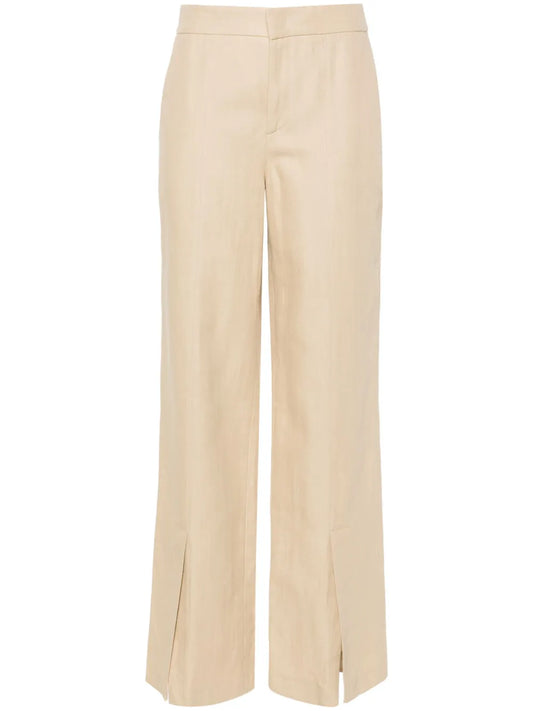 Slit-Hem Straight-Leg Trousers
