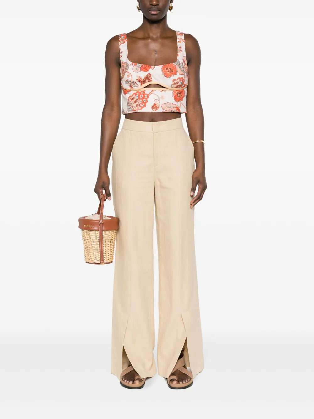 Slit-Hem Straight-Leg Trousers