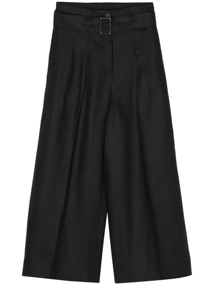 Cropped Linen Palazzo Pants